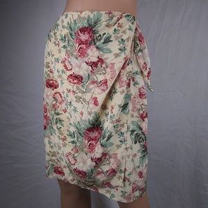 Vintage Silk Floral Skirt Sz 6 Lauren Ralph Lauren